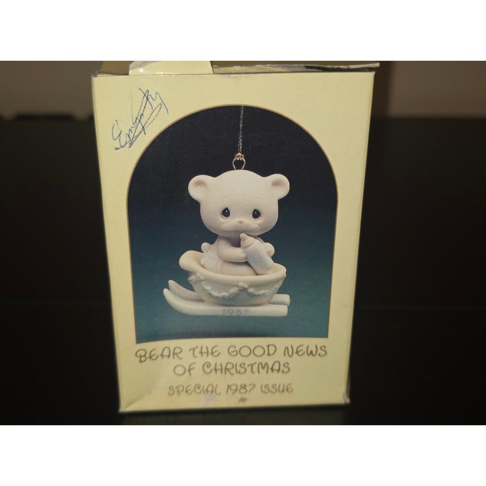 Precious Moments Bear The Good News Of Christmas 1987 Ornament Enesco 104515 - Picture 7 of 10